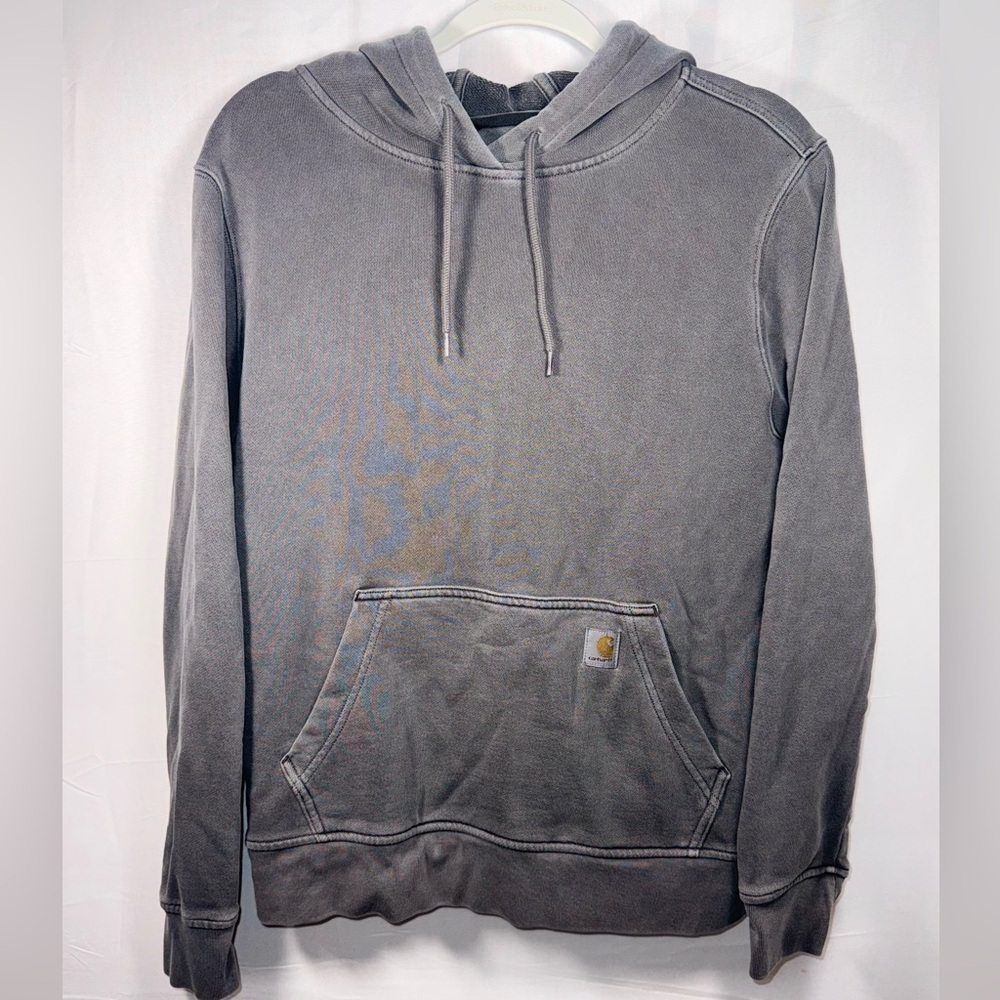 Carhartt Men Classic Washed Gray Hooded Hoodie Pullover Sweatshirt Size Medium